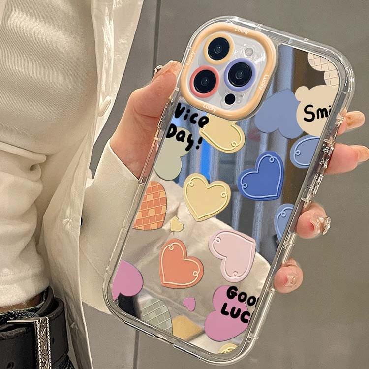 Schöne Liebe für iPhone15 Handyhülle für iPhone14promax für iPhone13 Spiegelcreme 12 Niedlich