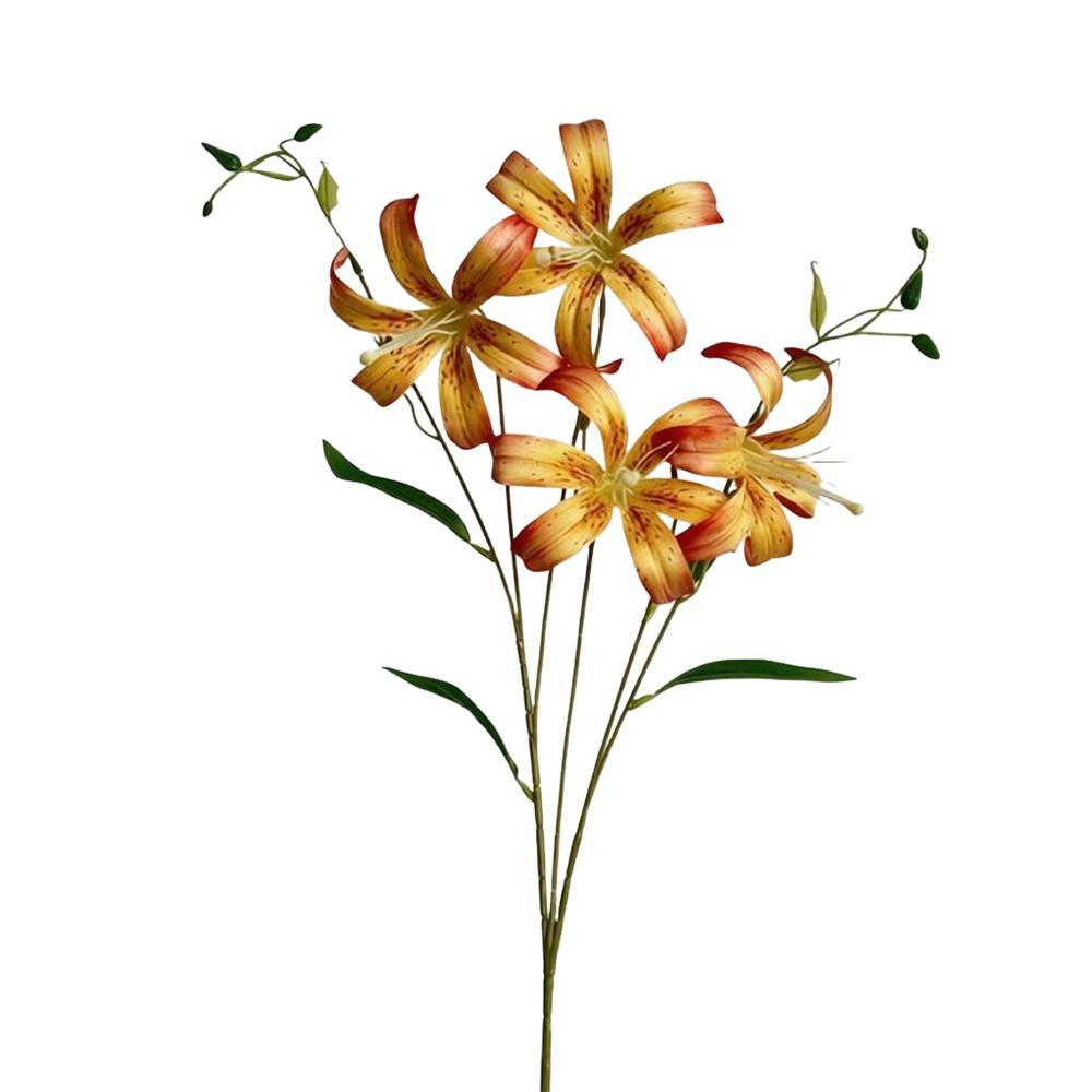 

4 Heads Artificial Lilis Floral Arrangement DIY Flower Fake Flowers Multicolor Realistic Flower Bouquet Bridesmaids Accessories оранжевый