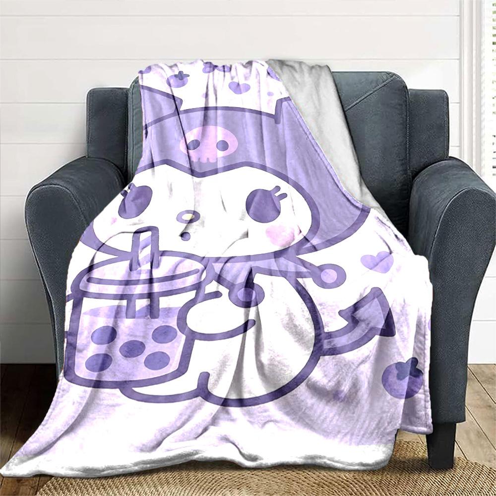 1pc Cute Cartoon Blanket Lightweight Flannel Throw for Sofa Bed Travel Camping Livingroom Office Couch Chair