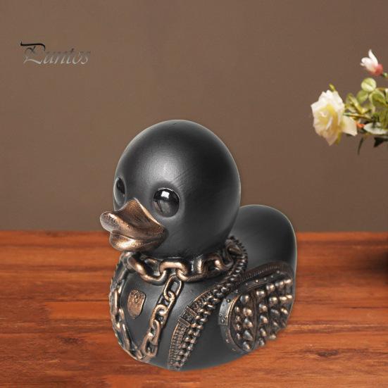 Gothic Duck Figurine Punk Deathrock Satanic Black Duck Resin Statue Sculpture Home Office Desktop Decoration Halloween Party Ornament