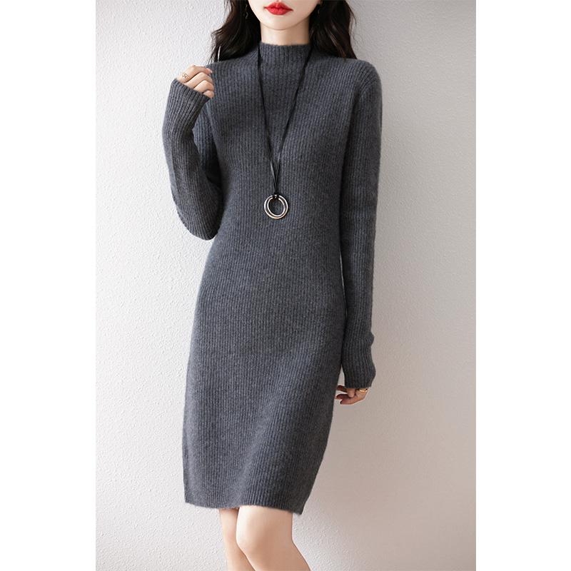 Sukienka damska z kaszmiru Qinghe kaszmir 30% kaszmir 70% wełna jesienno-zimowa spódnica z kaszmiru miękka i ciepła