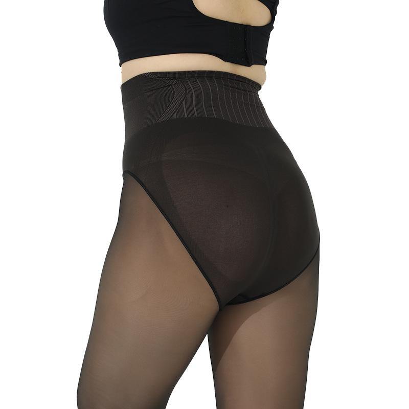 Schwarze, taillen- und hüftformende Strumpfhose aus Seide – Größe L, 200 Denier, perfekt für Herbst und Winter