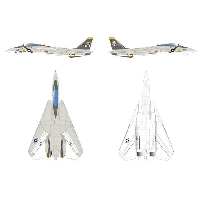 Platz 1/144 US Navy F-14A Tomcat VF-84 Jolly Rogers & VF-1 Wolfpack 2-Kit Model PF-66