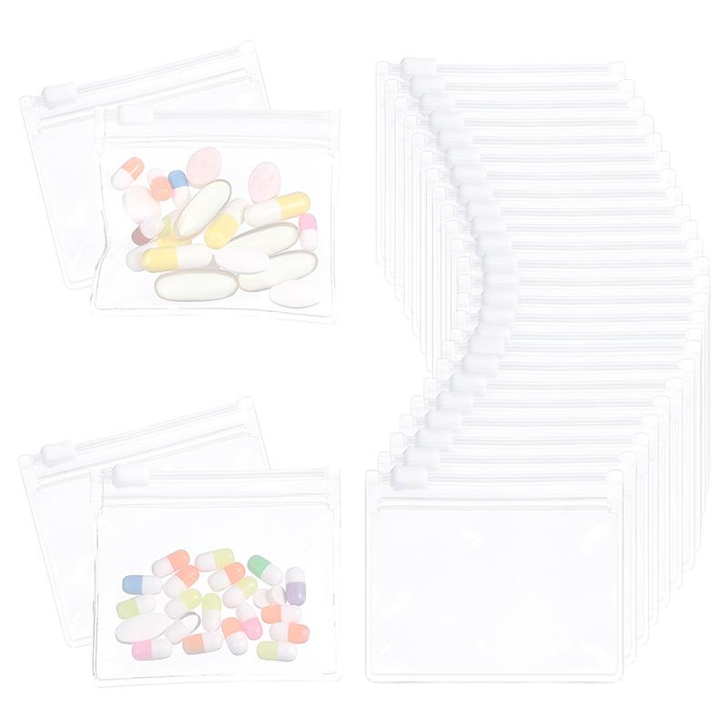 10 Pieces Reusable Zipper Pill Bags Medicine Storage Bags Translucent Self-Sealing Travel Bags Medicine Dispensing Storage Bags