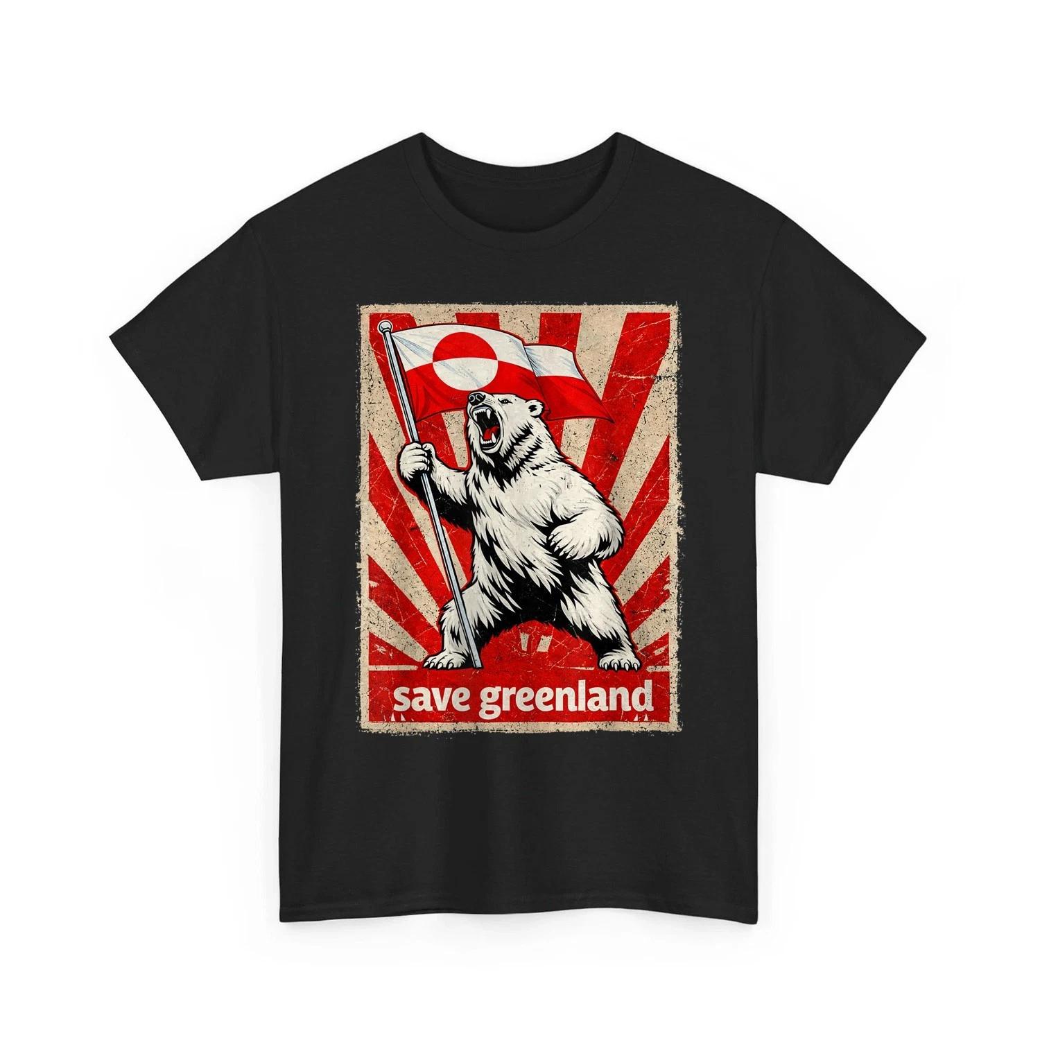 Greenland Shirt, Save Greenland Flag Bear Kalaallit Greenlanders Retro T-Shirt S