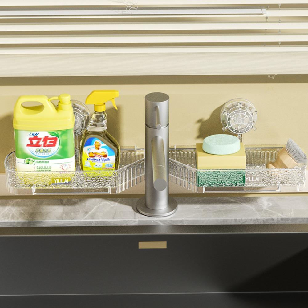 

Hollow Drain Hole Corner Shelf Wall Mounted Punch Free Shower Storage Rack Suction Cup Shelf Home