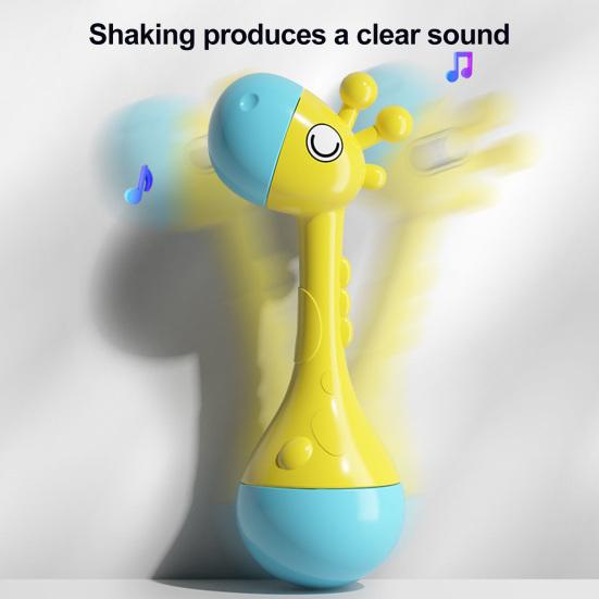 Rattle Baby Toy with Ergonomic Handle Infant Sensory Toy Soft Food-Grade Baby Rattle Baby Hand-eye Coordination Toy