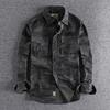 Men's Washed Camouflage Double-Pocket Long-Sleeve Casual Workwear Shirt