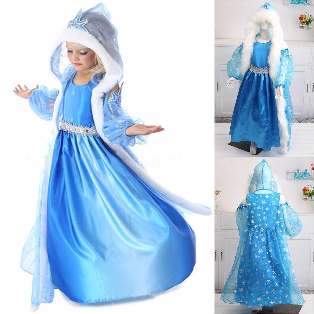 Girls Elsa Kids Fancy Dress Costume Princess Anna Party Dresses Cosplay Outfits