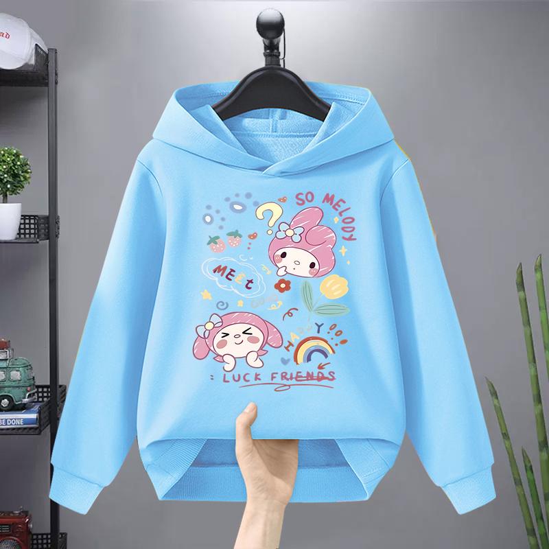 New Korean Version Casual Rainbow Friend Pochacco My Melody Children's Hoodie Loose and Lazy Style Girl Fashion Top