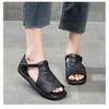 Sommer Damenschuhe Peep Toe Flach Retro Weich Atmungsaktiv Bequem Lässig