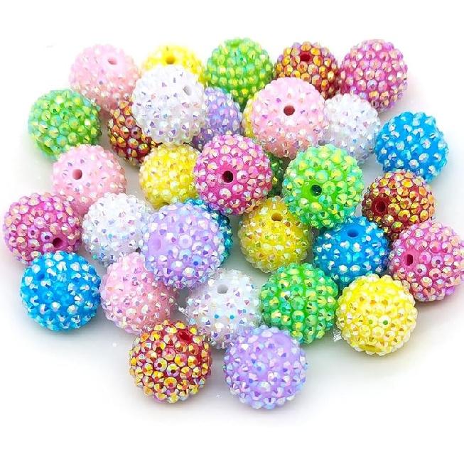 20mm, 16mm, 14mm, 12mm, 10mm Colorful Rhinestone Beads Round Spacer Beads for Jewelry Bracelet Necklace Pen Bag Chain Making Crafts Supplies (16mm