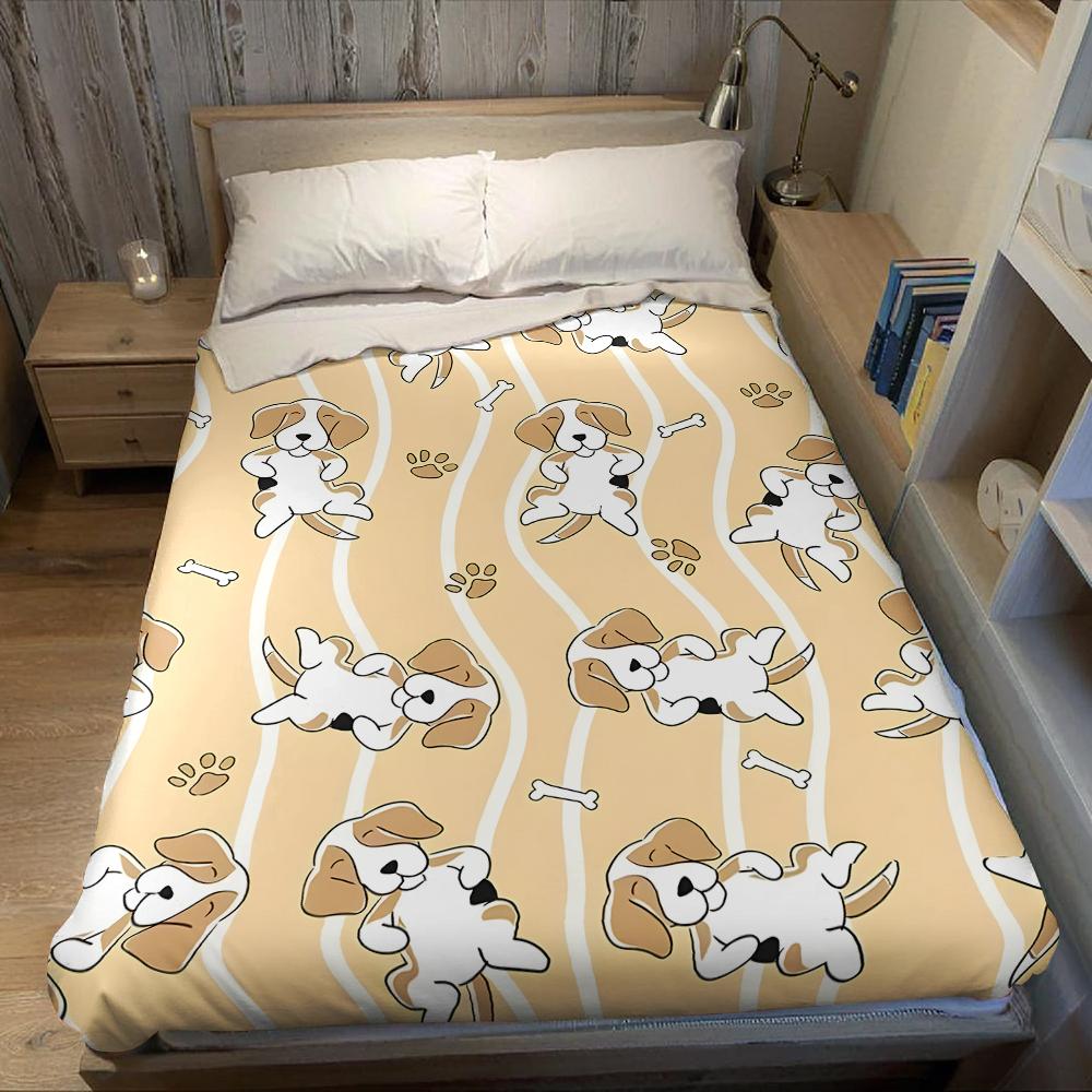 Beagle Wave Stripe Flannel Blanket Warm Soft Halloween Christmas Couch Warm Cozy Decorative Decor Gift For All Season