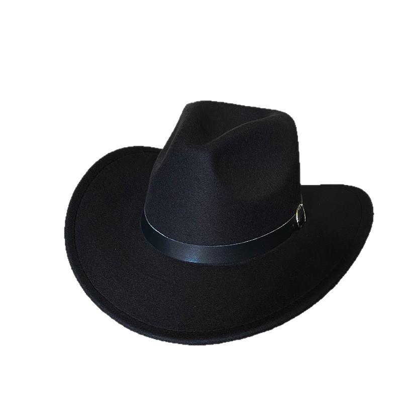 Jazz hat men's and women's outdoor riding cowboy hat high-end fashion versatile top hat European and American warped felt hat