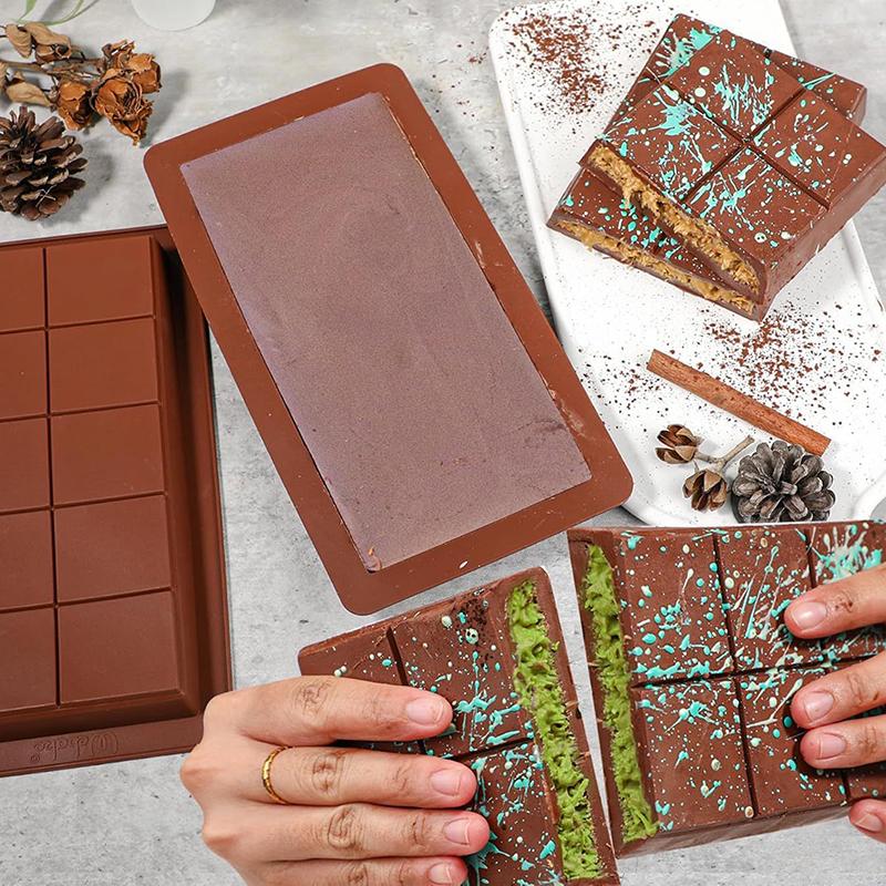 10 Cavities Chocolate Bar Mold Durable Rectangle Chocolate Bar Mold For Stuffed Bar Silicone Chocolate Mold Kitchen Accessories