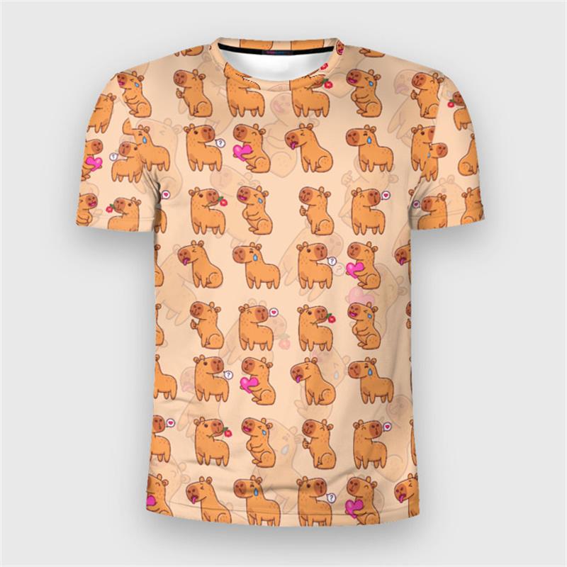Summer Y2k 3D Printing Cute Animal Capybara T Shirt For Men Funny