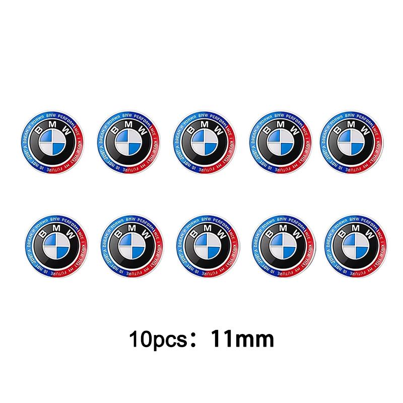BBKP7 11mm 14mm 5/10pcs Car Remote Key Emblem Sticker For BMW 50th Anniversary M Power I3 G08 F15 F16 G20 E34 F94 F95 G30 G11 G12 E36