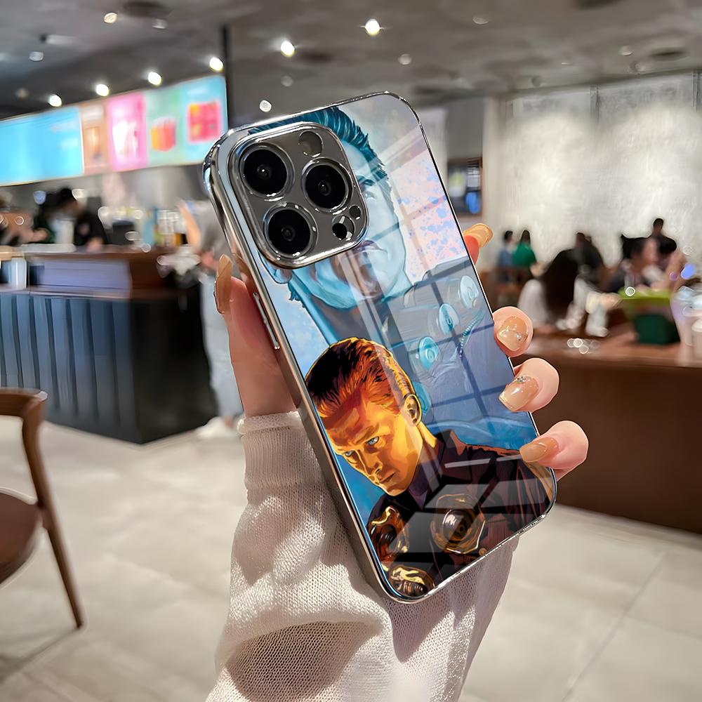 

Movie The Terminator Phone Case For IPhone 17 Pro Max 15 Pro 16 14 Plus 12 13 Mini 11 Pro Shockproof Electroplated Glass Cover iPhone 15 Pro