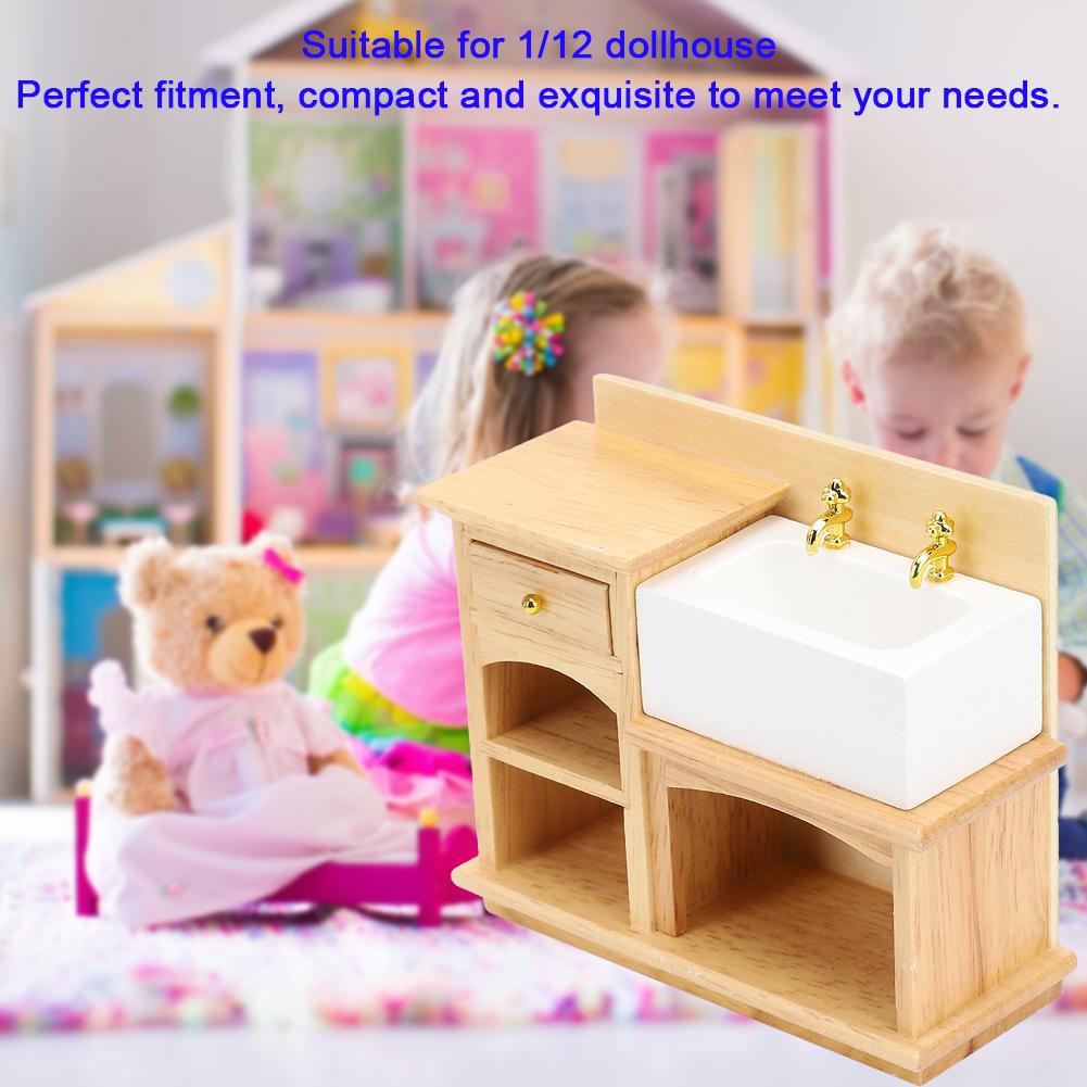 1:12     Accessory  ature Furniture   Kitchen Sink Wooden Wash Basin