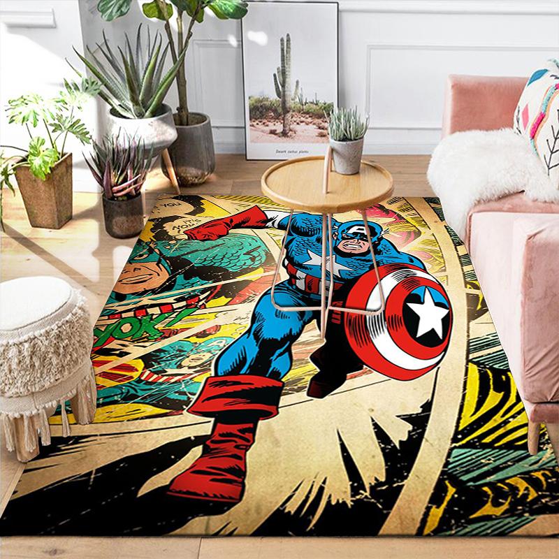1Pc Captain America Action Rug, Office Carpet Indoor Outdoor Doormat, Non-Slip Soft, Living Room, Christmas Halloween Gift. M928671