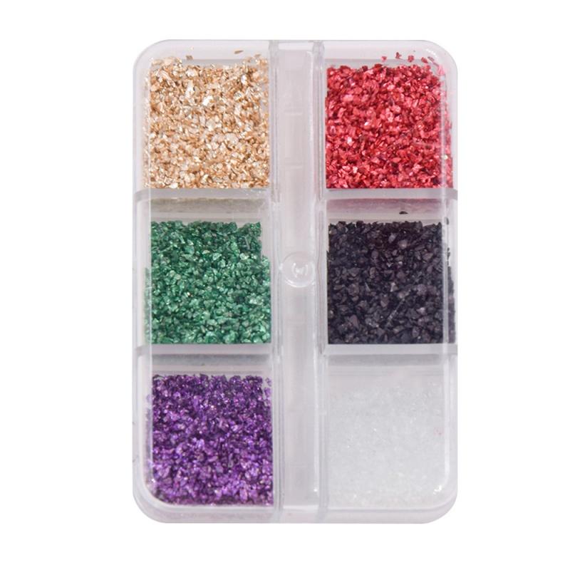 6-Grid Soft Pottery Rhinestone Boxed DIY Cobblestone Suit Nail Nail Jewelry Mixed