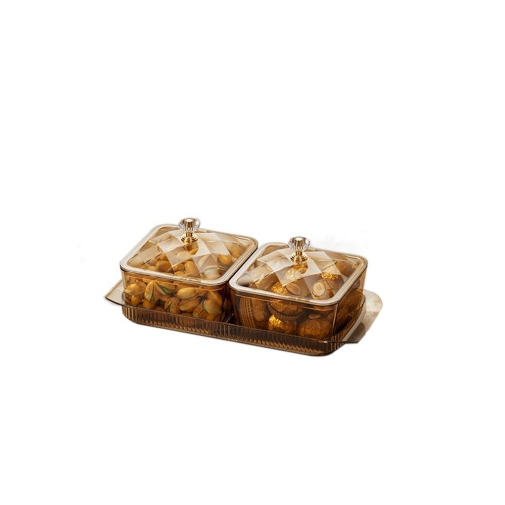 Dustproof Fruit Plate Partition Platter 2/4/6 Grids Snack Dessert Tray  Living Room
