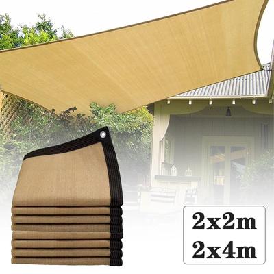 2x2m 2x4m Sommar Utomhus Skuggning Beige Skuggnät Inslaget Perforerad Skuggduk Förtjocknat Värmeisoleringsnät Skuggnät