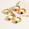 CARLIDANA Ethnic Style Multi-Layered Stainless Steel Ring Versatile High-End Jewelry Gold Plated Colorful Natural Stone Women