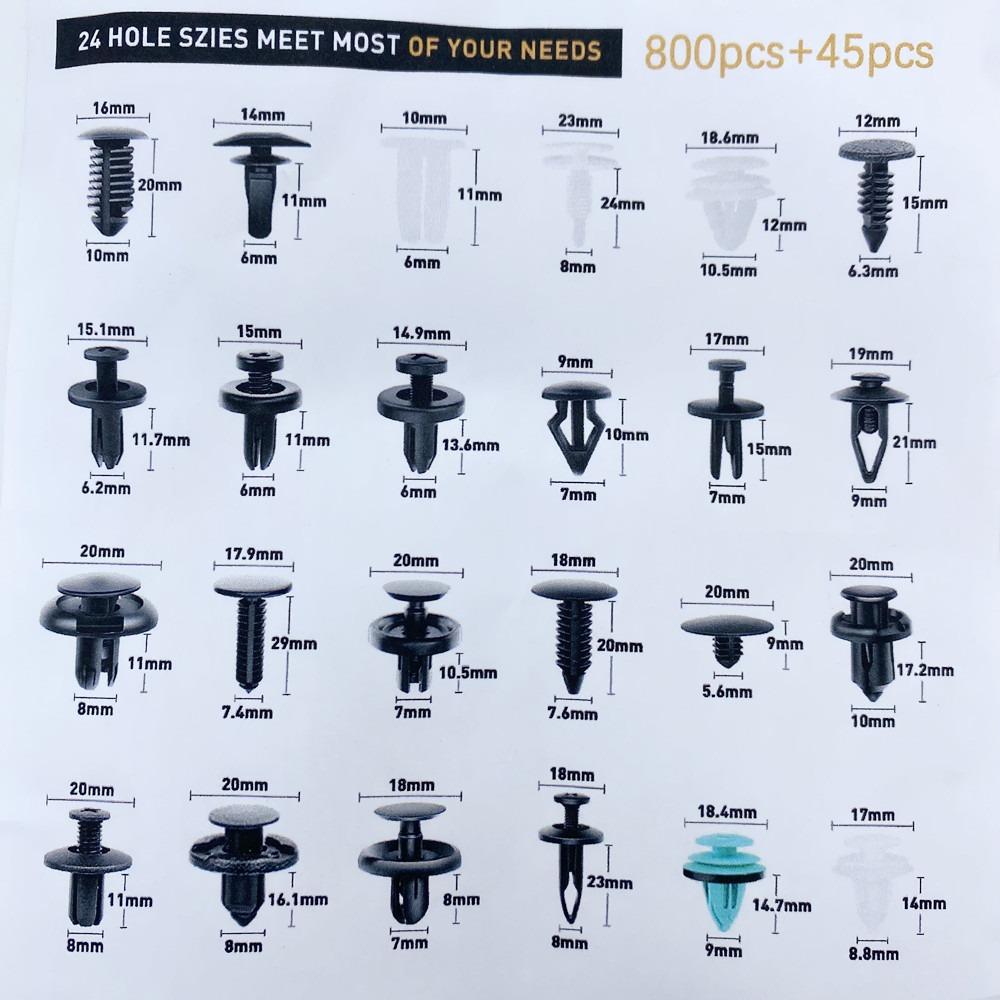 New 800pcs Car Plastic Retainer Clips Kit 680pcs Auto Fender Push Pin Rivet Door Trim Panel Car Fastener Clip Mixed Set