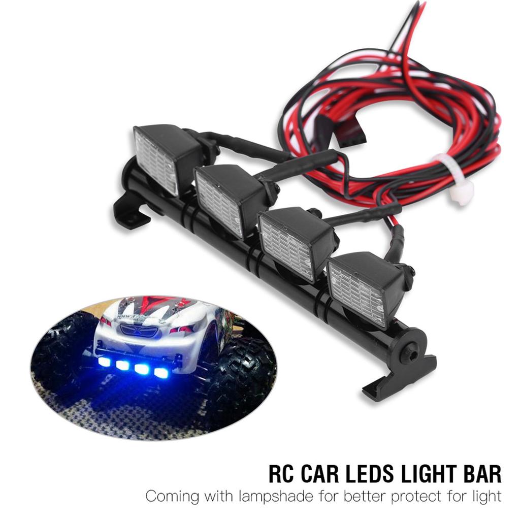 4 LEDs Light Bar Roof Lights Lamp Accessory Part for Axial scx10 Traxxas trx‑4 RC Car (White)