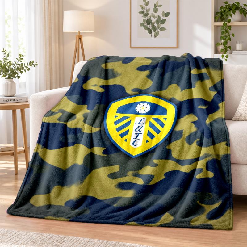 Leeds United Football Printed Flannel Blanket Warm Comfort Bed Throw For Indoor Home Decoration