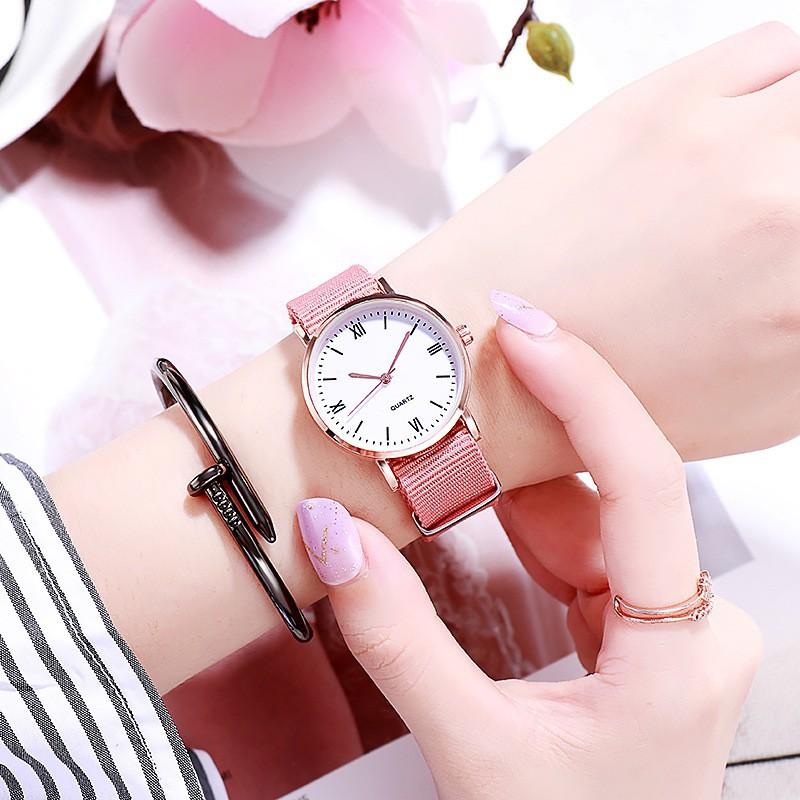 Canvas Student Watch Temperament Lady Mori Canvas Strap Ladies Fashion Couple Men S And Women S Quartz Watch красный