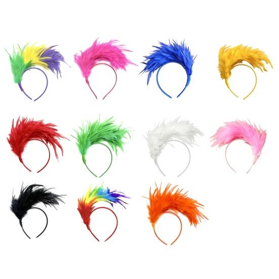 Headband Rainbow Colorful Feather Decor Headband Lightweight Comfortable Elastic Hair Hoop Parties Festivals Stage Performances Headwear