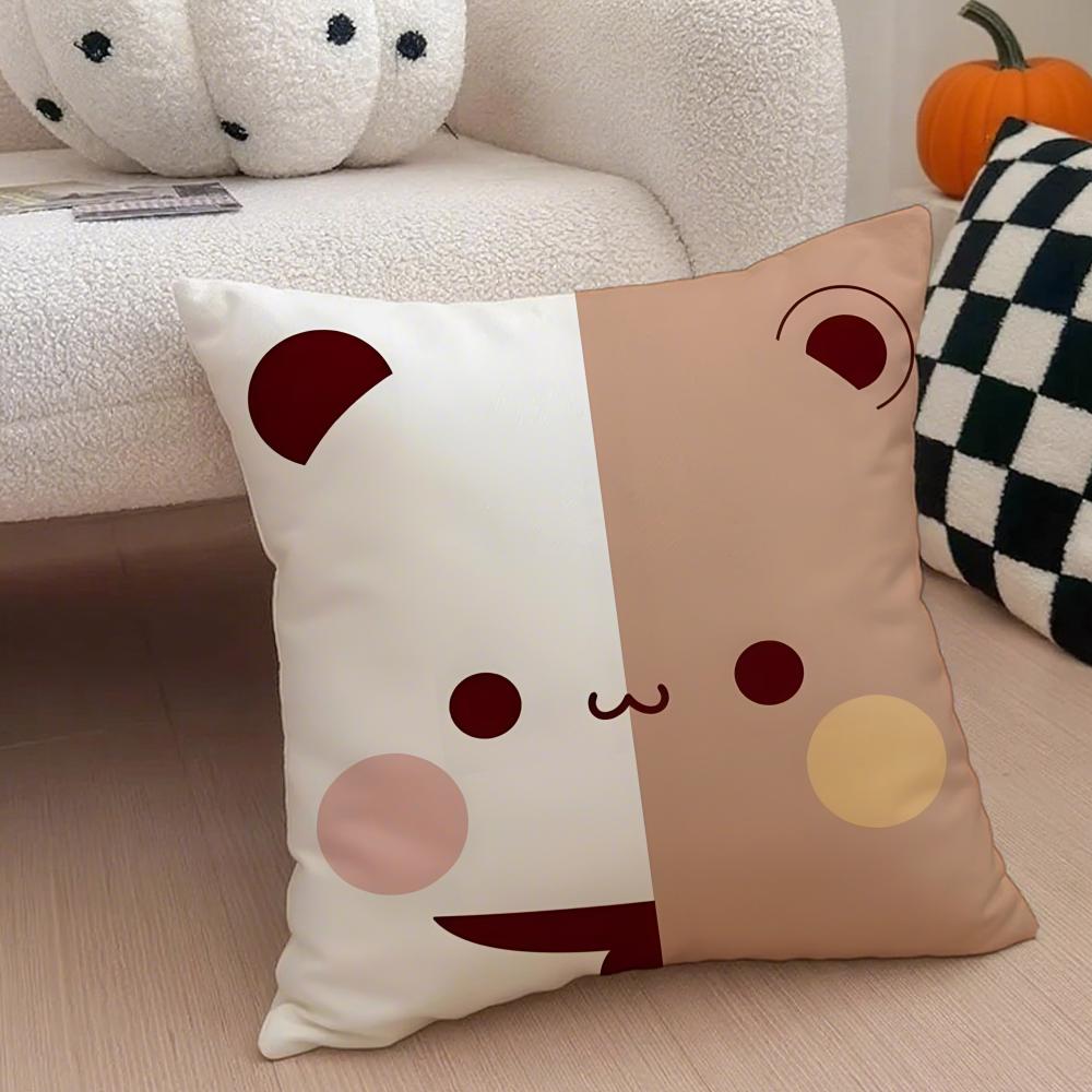 Cute Lovely B-Bubu And D-Doodle Cushion Cover Throw Pillow Cover Hidden Button Durable Polyester Chair Cushion