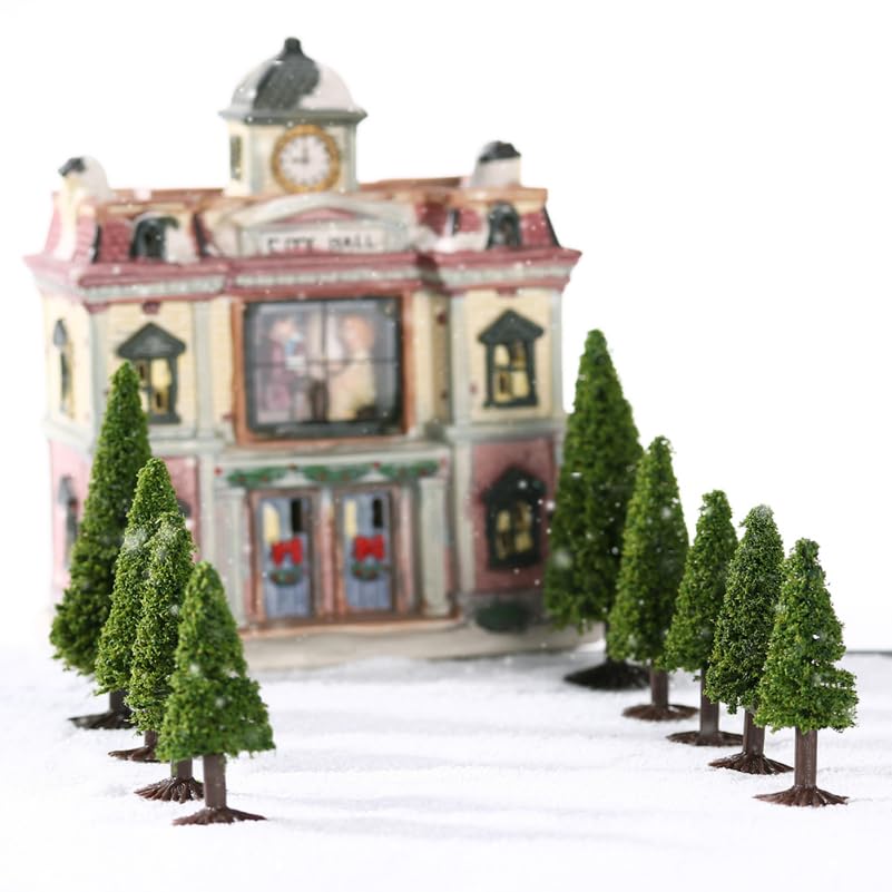 Cabilock 10pcs Sandbox Pine Trees Micro Landscape Material Construction Pine Tree Model Sand Table Decoration Lightweight and Portable Mini