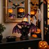 Atmosférické světlo na filmy Vitrážová lampa v podobě čarodějnického klobouku, Halloweenská černá kočka Duch Havran Noční lampička ve vintage stylu, Gotická retro pryskyřičný stůl