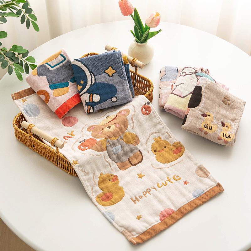 Pure Cotton Gauze Children's Washcloth - Soft, A-Class Towel for Baby, Bath, & Face Use.