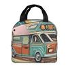 Beach Cartoon Camping Vehicle Insulated Lunch Bag for Women Children Portable Food Boxes Thermal Lunch Box Tote