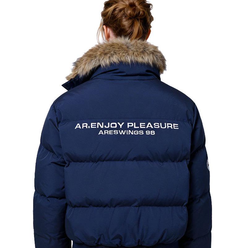 ARES Retro Embroidered Men's Winter Coat with Detachable Fur Collar