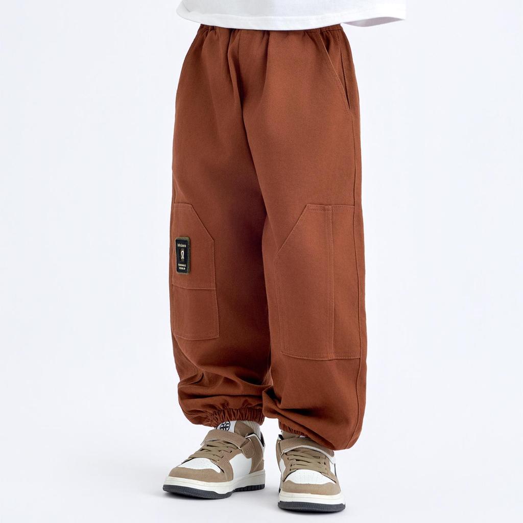 Pojkars 2025 Höst Koreansk Stil Lediga Mjukisbyxor: Trendig, Stilfull, Lös passform med uppvikt design