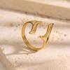 Middle Finger Ring Opening Adjustable Fit Women Ring Stainless Steel Texture Curved Geometric Shape Finger Band Jewelry Gift