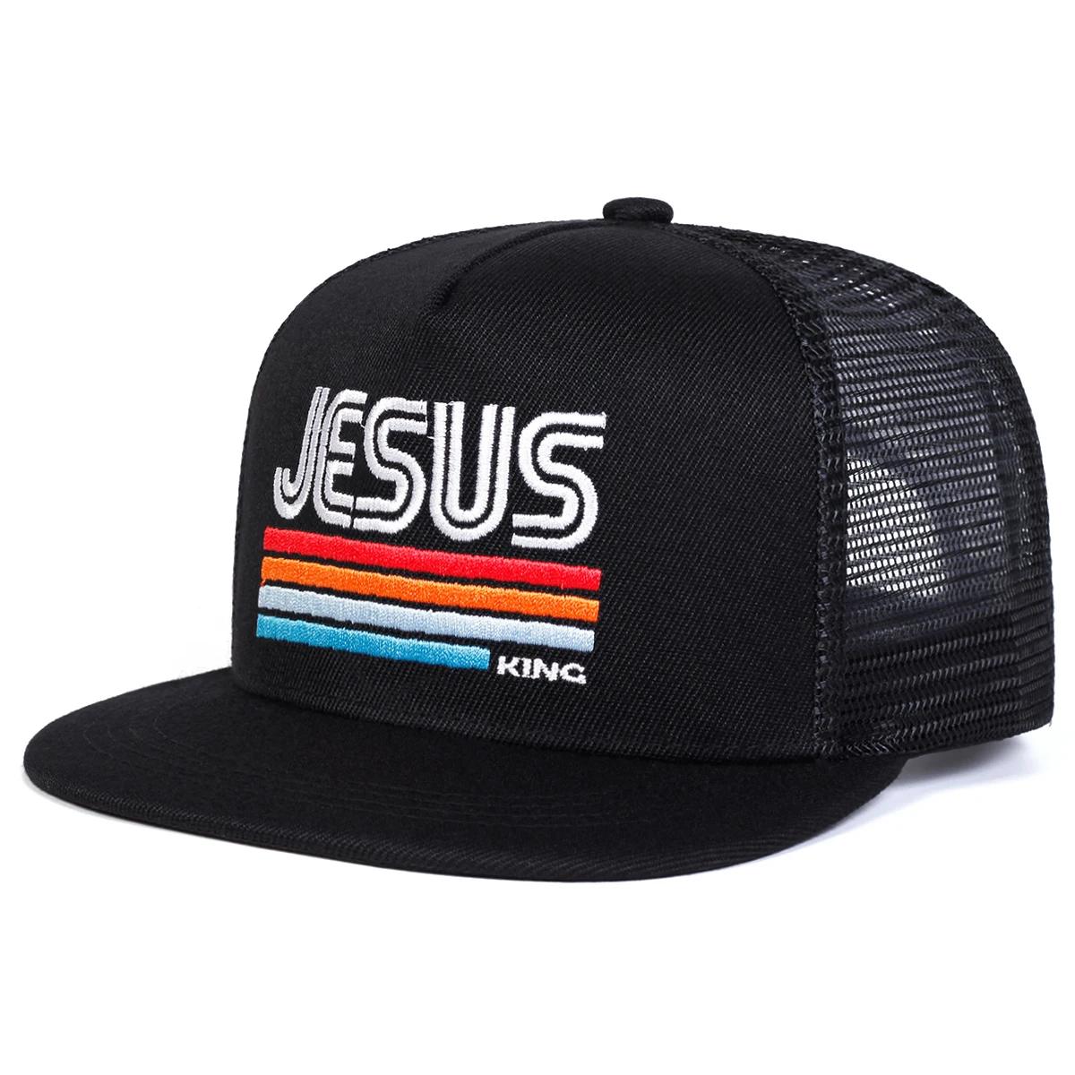 

Unisex Jesus Letter Embroidery Hip-Hop Net Hats Spring Summer Outdoor Adjustable Casual Baseball Caps Sunscreen Hat Sports Cap