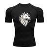 Men's Wolf Graphic Compression Workout T-Shirt Quick Dry Breathable Athletic Tops for Gym Running Training Fitness Activewear with Stylish Animal Prin