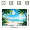 2D Flat Banner 2D Flat Banner 1 Piece Large Tropical Beach Background - Turquoise Sea  Palm Trees and White