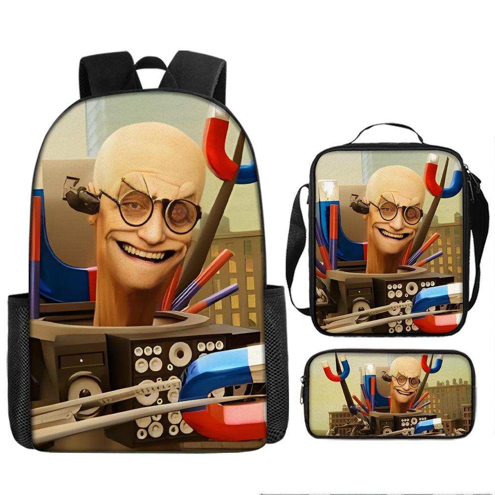 Zaino Spoof Skibidi Toilet Man Zaino Scuola Elementare Borsa Astuccio