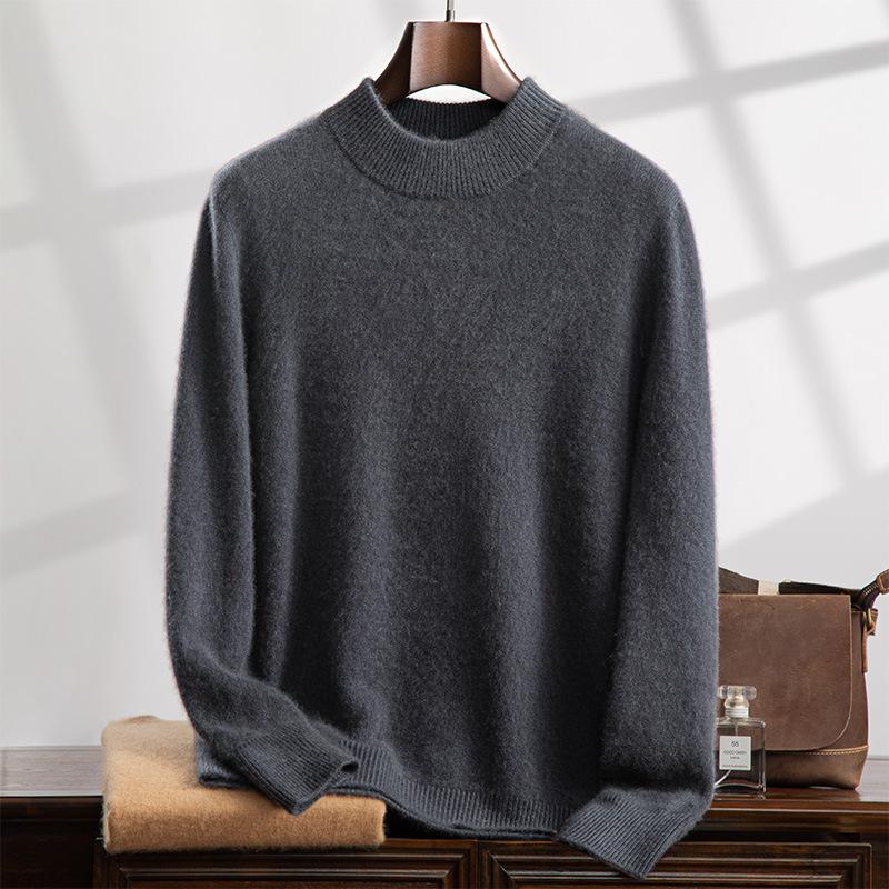 Cashmere sweater, semi-turtleneck sweater, loose and thickened long-sleeved bottomed knitted sweater, with a new top inside.