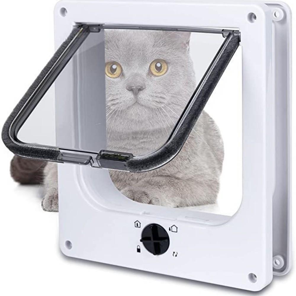 ABS Cat Flap Door with Security Lock 4 Ways Locking Dog Flap Door House Accessories