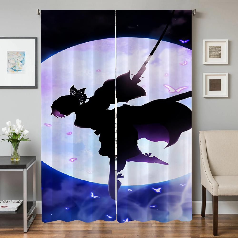 Window Kitchen Curtains for Living Room 2 Pieces Blackout Curtains Door Curtain D-demon S-slayer Partition Bedroom Decoration
