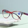 New Fashion Flower Pattern Frame Reading Glasses Neutral New Cat-eye High-definition Blue Light Blocking Presbyopia Glasses +4.0