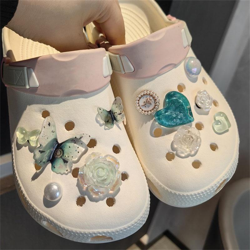 Vintage Rose Shoe Charms DIY Shoe Buckle Pearl Butterfly Detachable Decoraticoraon Buckle Shoe Accessories Girls Party Gift New